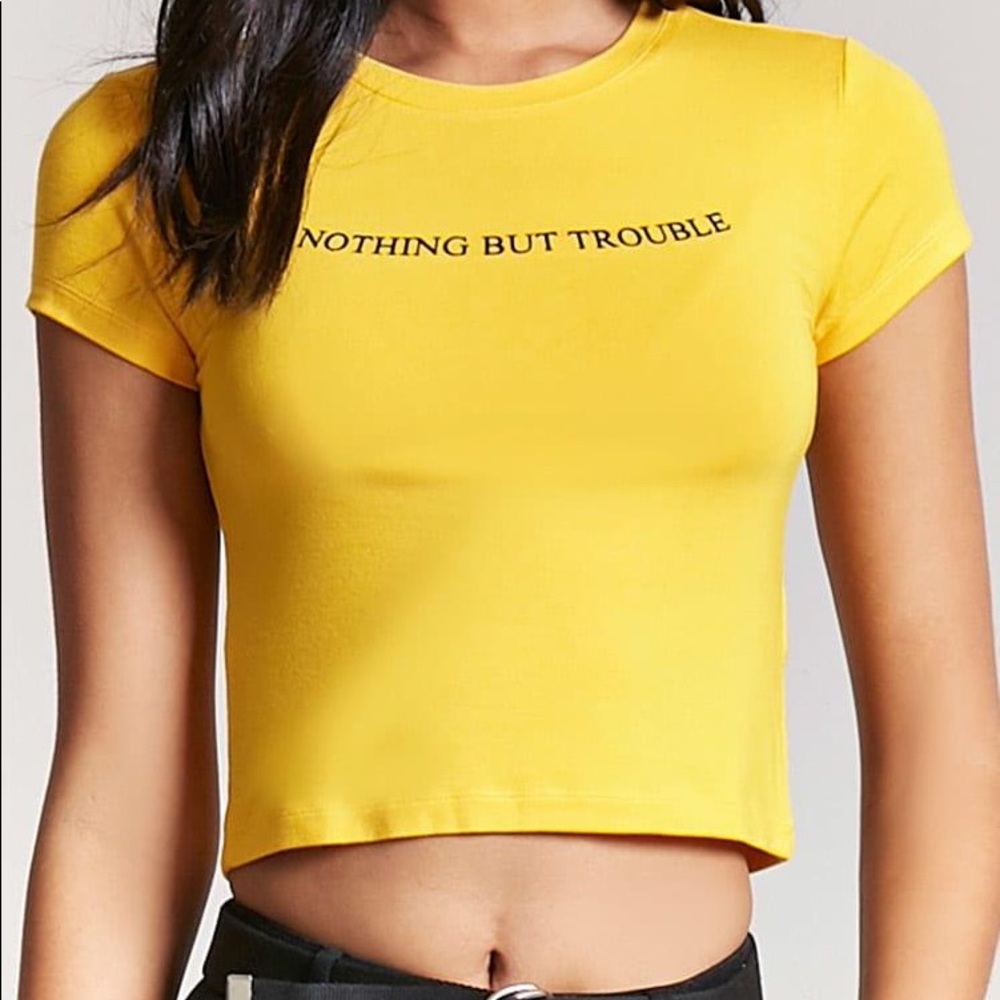 NWOT Nothing But Trouble Cropped Tee Forever 21